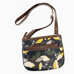 Fossil Coated Canvas Crossbody Purse - Leaf and Feather Print